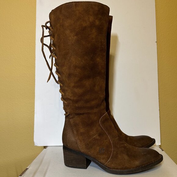 New Born Azurite Womens Sz 8.5M Knee High Boots, Brown Rust Suede Leather F11926 - Picture 14 of 14